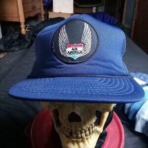 Deadstock Vintage Air America Patch Snap Trucker Hat Cap